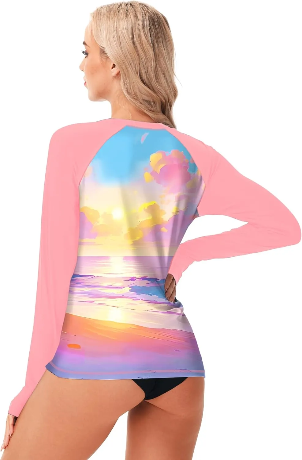 AOBUTE Women Rash Guard UPF 50  Long Sleeve Swim Top Surf Shirts