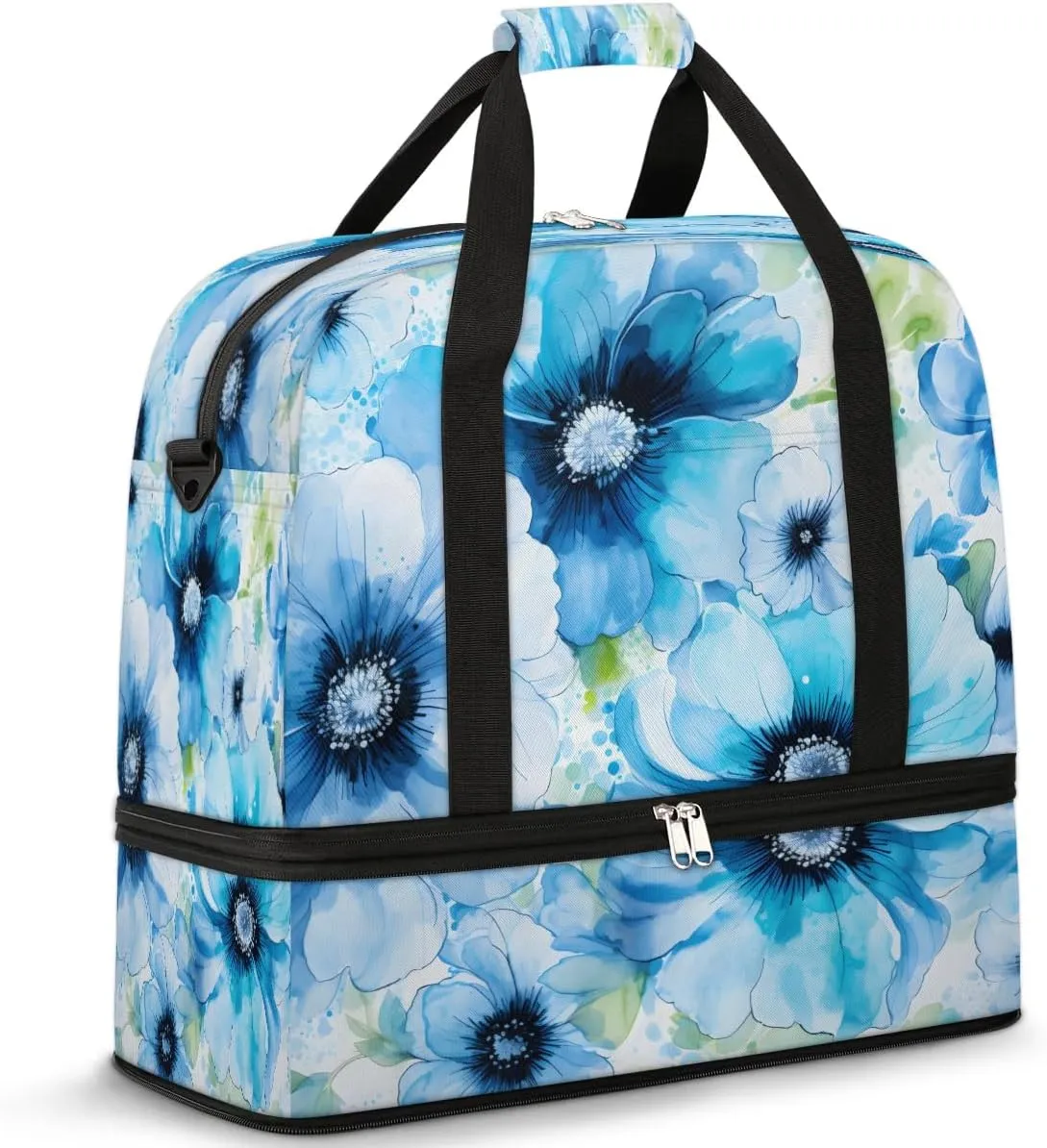 Aqua Petal Harmony Travel Duffel Bag, Travel Essentials, Gym Bag for Women, Weekender Overnight Bag With Shoes Compartment, Carry On Bags for Airplanes