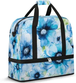 Aqua Petal Harmony Travel Duffel Bag, Travel Essentials, Gym Bag for Women, Weekender Overnight Bag With Shoes Compartment, Carry On Bags for Airplanes