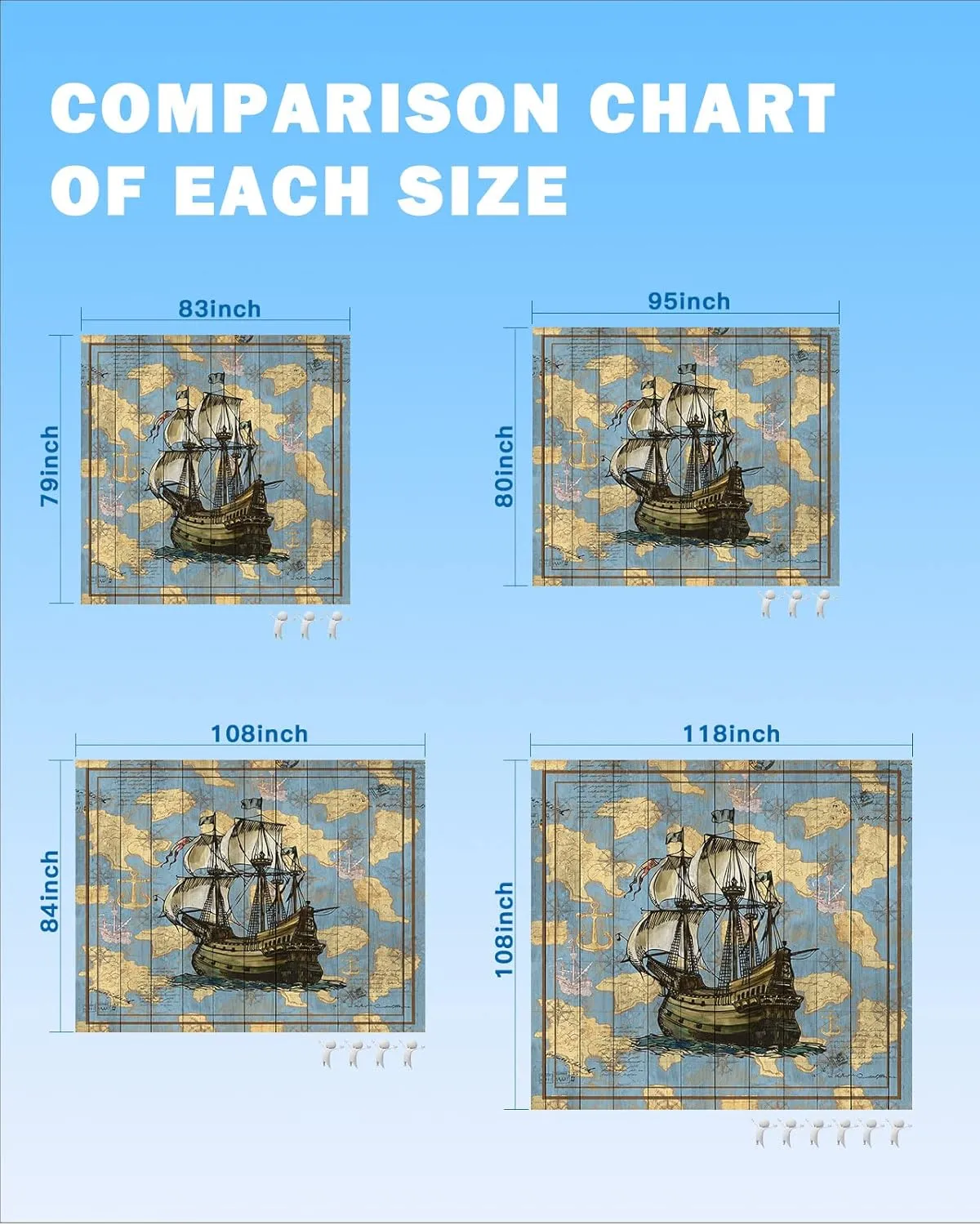 Aquatic Sailboats Beach Blanket Large with Stakes Waterproof Sandproof Beach Mat with Corner Pockets for Outdoor Travel Camping Hiking Picnic Essentials,Ocean Anchors Map Compasses Blue 84"x108"