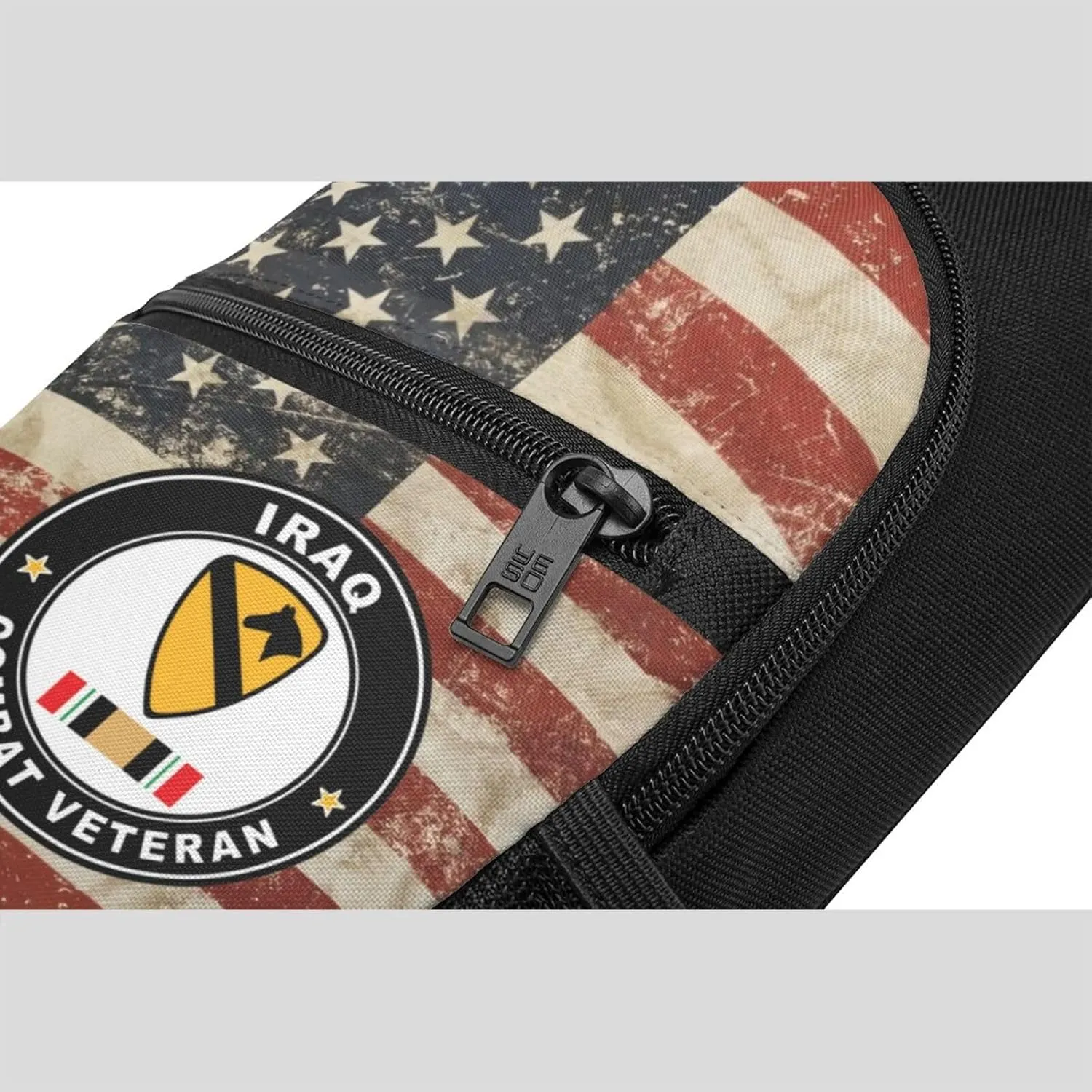 Army 1st Cavalry Division Iraq Combat Veteran Sling Bag Crossbody Backpack Shoulder Casual Daypack Bags for Men