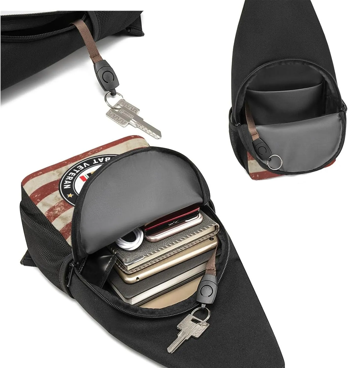 Army 1st Cavalry Division Iraq Combat Veteran Sling Bag Crossbody Backpack Shoulder Casual Daypack Bags for Men