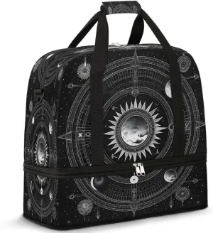 Astrological Symbols Chart Travel Duffel Bag, Travel Essentials, Gym Bag for Women, Weekender Overnight Bag With Shoes Compartment, Carry On Bags for Airplanes