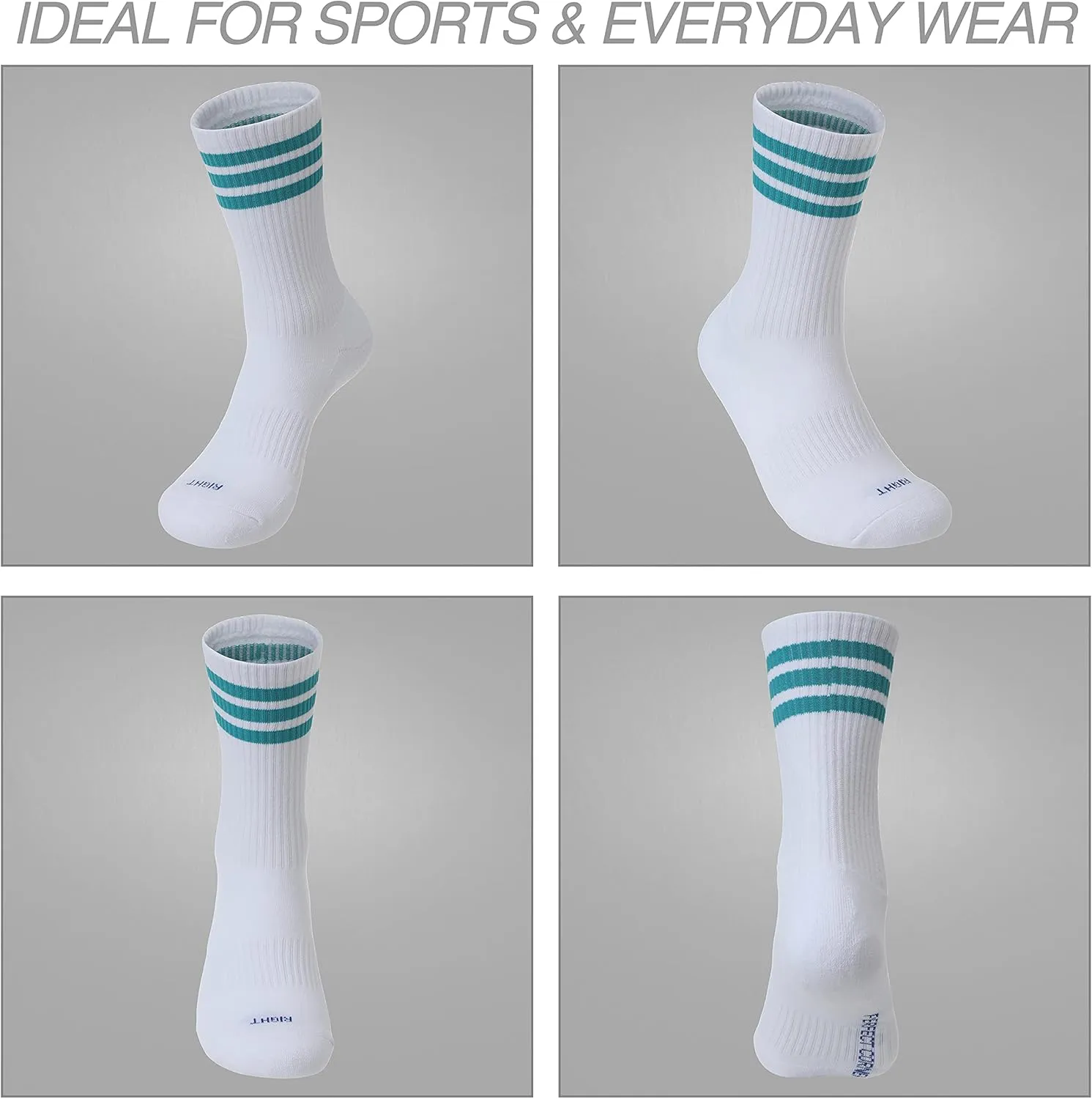 Athletic Cotton Crew Socks with Cushioning & Arch Support for Gym & Sports