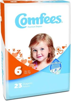 Attends Comfees Premium Baby Diapers Size 6, Case of 92