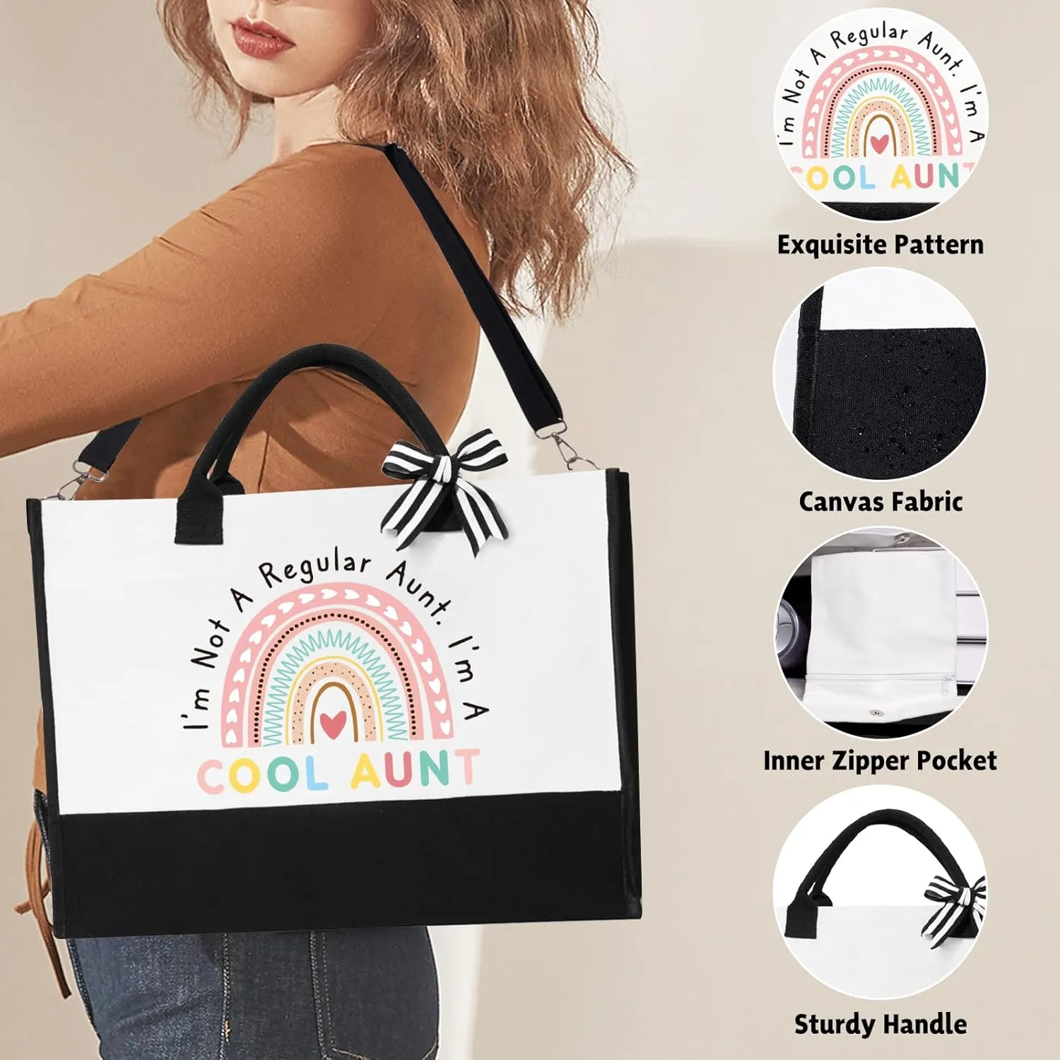 Aunt Gifts, Birthday Gifts for Aunt from Niece Nephew, Best Auntie Gift Ideas Canvas Tote Bag 16 Oz Can Glass Birthday Christmas Mothers Day Thank You Gift Baskets for Women