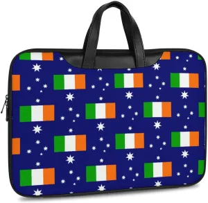 Australia & Ireland Friendship Flag Laptop Sleeve Bag Protective Case Handbag With Shoulder Strap for Computer 10-17 Inch
