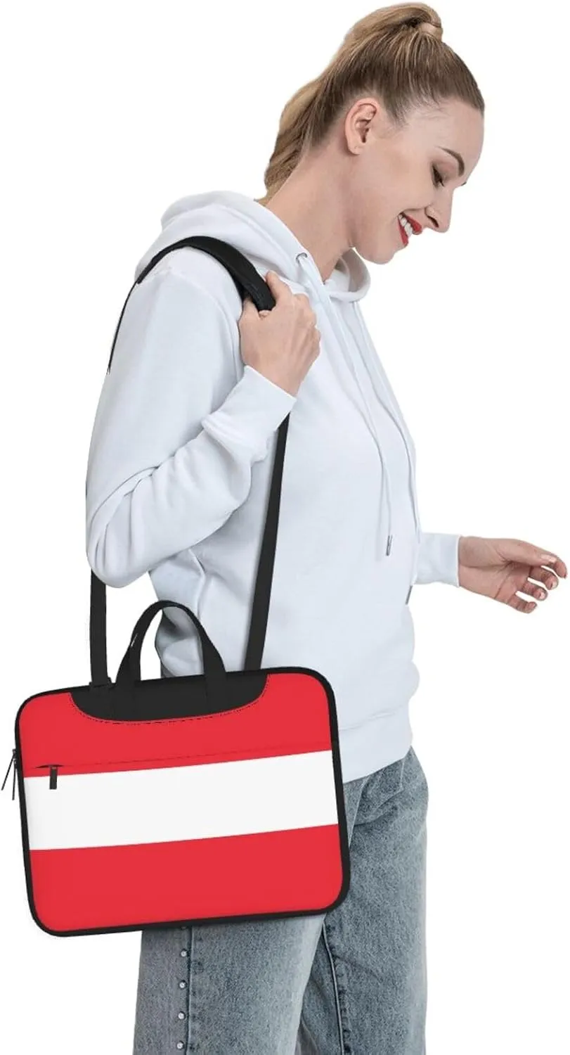 Austrian flag Print Laptop Bag - Stylish Messenger Bag and Laptop Case for Men and WomenShoulder Strap