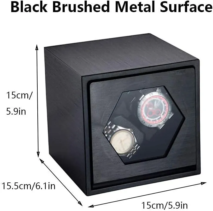 Automatic Watch Winder Box Watch Automatic Double Watch Winder, Extremely Silent Motor, Wood and Brushed Metal Shell, Fit Lady and Man,F