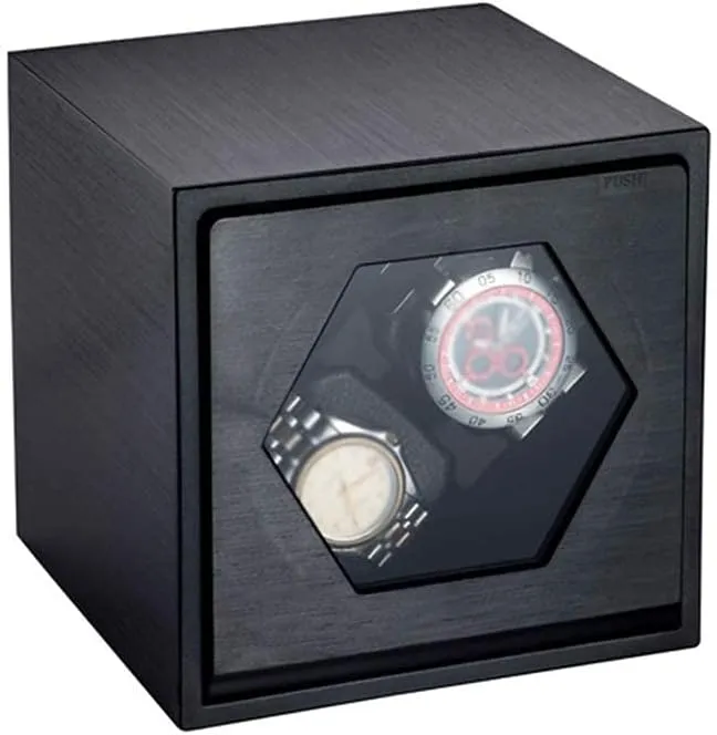 Automatic Watch Winder Box Watch Automatic Double Watch Winder, Extremely Silent Motor, Wood and Brushed Metal Shell, Fit Lady and Man,F
