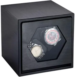 Automatic Watch Winder Box Watch Automatic Double Watch Winder, Extremely Silent Motor, Wood and Brushed Metal Shell, Fit Lady and Man,F