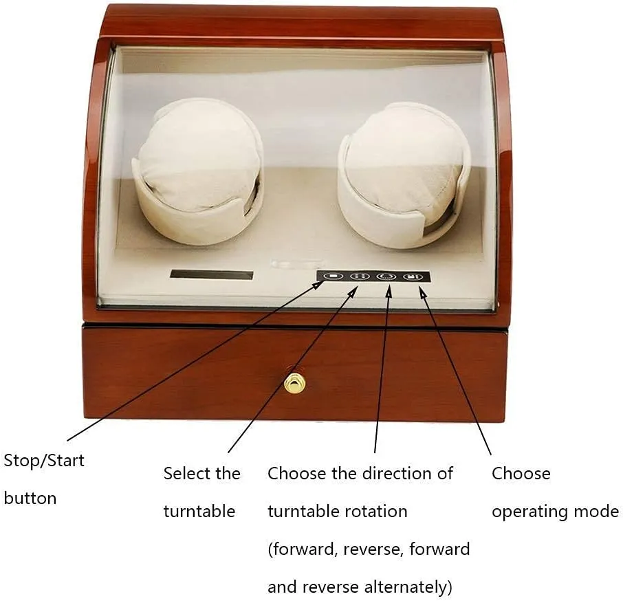 Automatic Watch Winder,Watch Double Watch Winder, Wood Shell Piano Paint Exterior Led Touch Screen, Quite Motors, 5 Rotation Modes,C