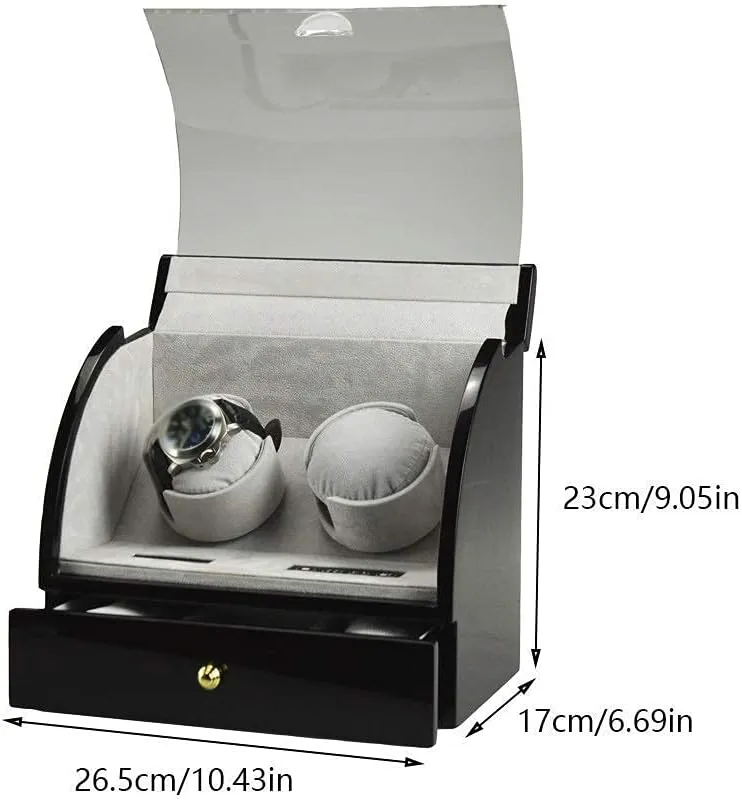 Automatic Watch Winder,Watch Double Watch Winder, Wood Shell Piano Paint Exterior Led Touch Screen, Quite Motors, 5 Rotation Modes,C