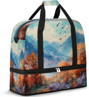 Autumn Mountain Migration Travel Duffel Bag, Travel Essentials, Gym Bag for Women, Weekender Overnight Bag With Shoes Compartment, Carry On Bags for Airplanes