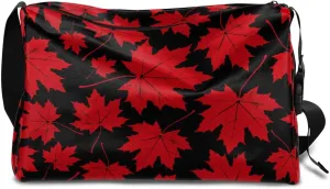 Autumn Red Maple Leaf Small Gym Bag for Men Women Workout Sport Duffle Bag Waterproof Weekender Overnight Bag Lightweight Carry on Tote Bag Crossbody Shoulder Travel Bag for Swim Yoge Dance