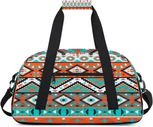 Aztec Tribe Gym Duffel Bag for Men Women Geometric Mandala Sports Tote Bag with Adjustable Shoulder Strap for Dance Gymnastics Traveling Outdoor Camping Overnight Stay