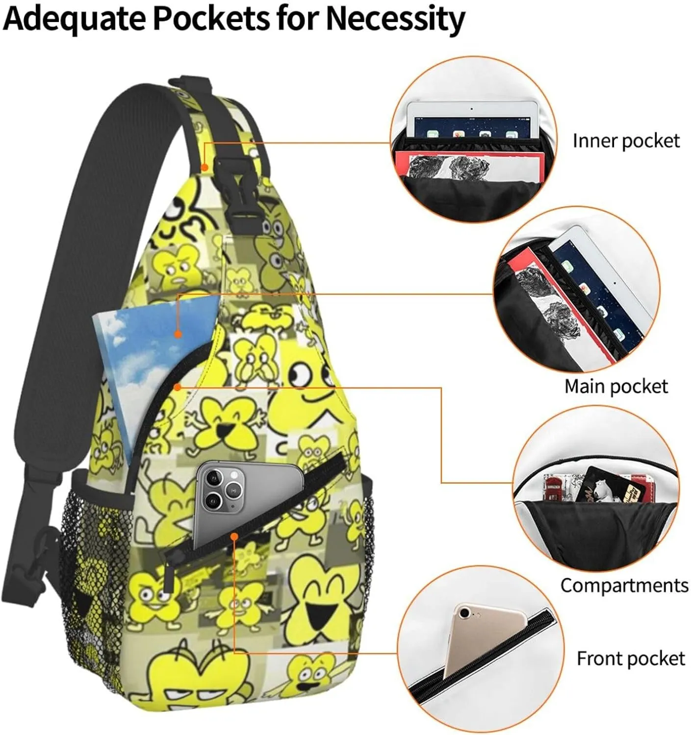 B-fdi Fashion Casual Crossbody Bag Chest Bag Sling Bag Travel Daypack For Women Men Black