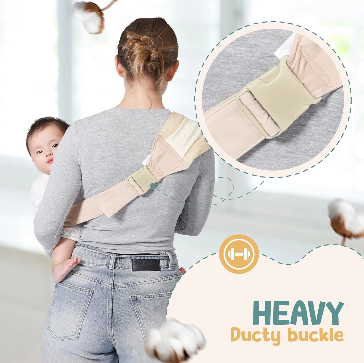 Baby Sling Carrier 8-30 lbs, Newborn Nursing, Toddler Carrier with Safety Buckle, Knob Tech Baby Closer, Adjustable Shoulder Strap, Portable and Lightweight (Gray)