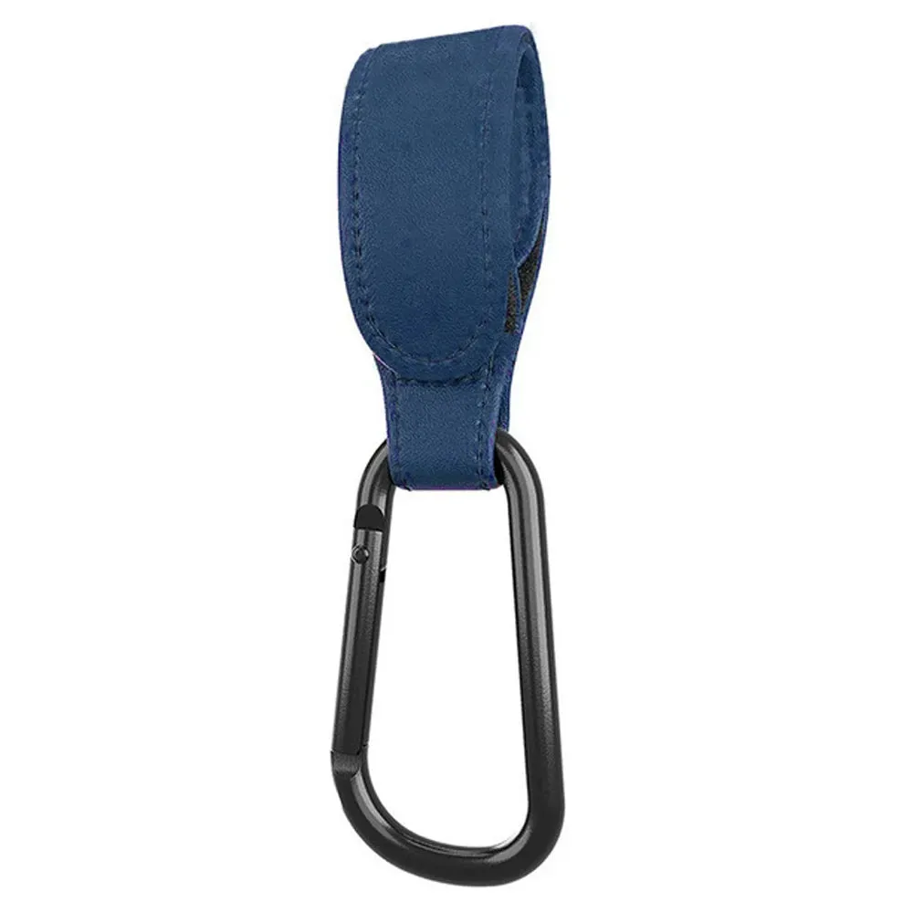 Baby Stroller Hooks Clips for Diaper Bags - Aluminum Alloy Carabiner Accessory with PU Leather