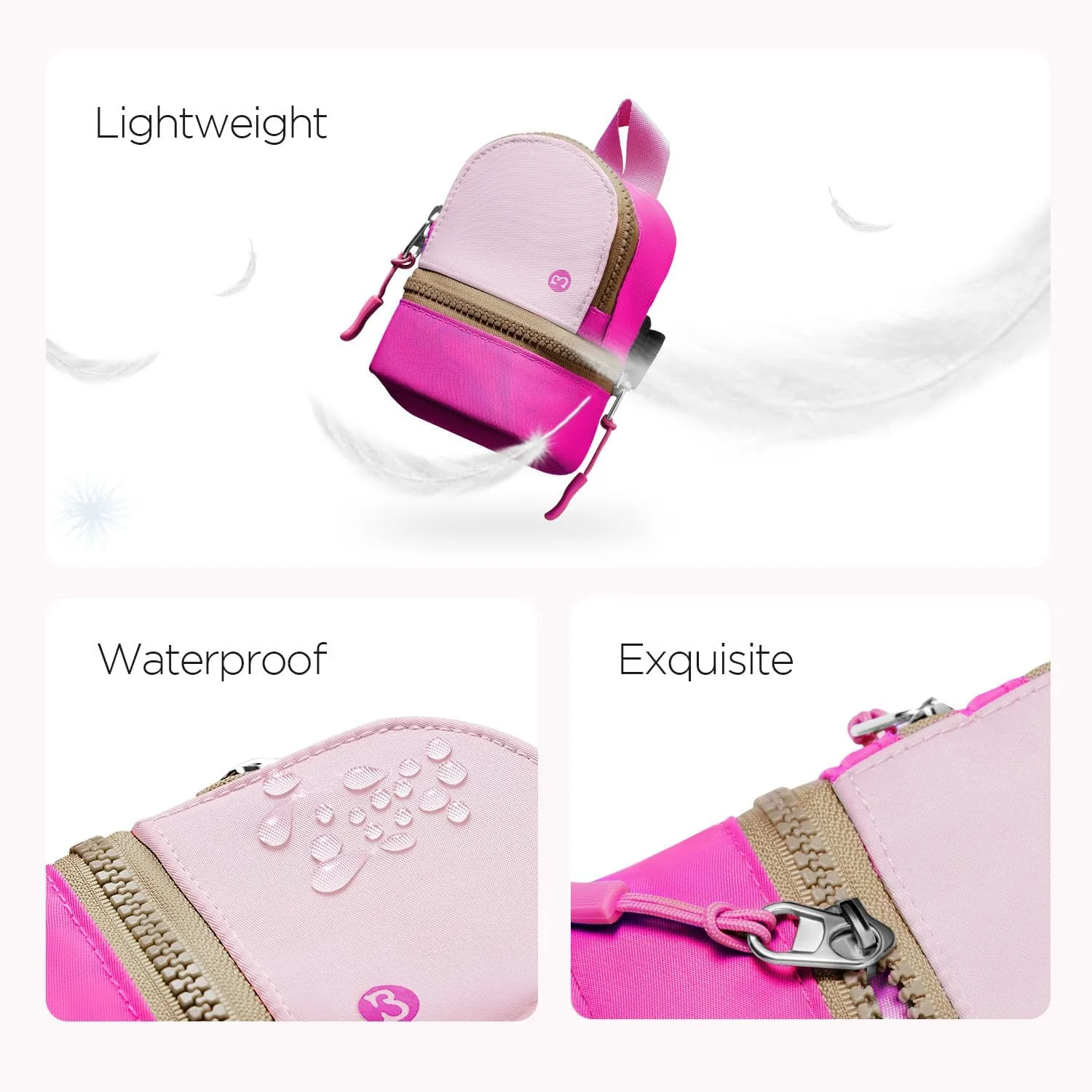 Babysun Mini Backpack Keychain Wristlet Pouch Small Change Coin Purse Cute Zipper Wallet With 3 RFID Card Slots For Women/Men Airpods Cosmetics