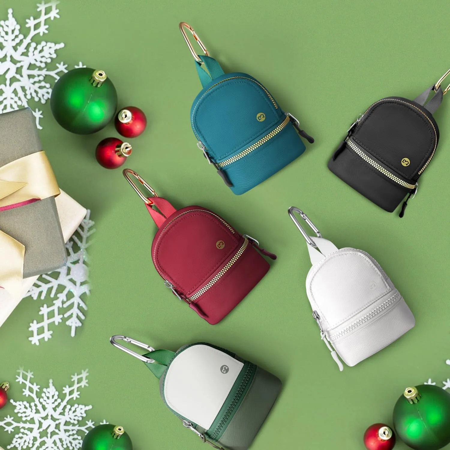 Babysun Mini Backpack Keychain Wristlet Pouch Small Change Coin Purse Cute Zipper Wallet With 3 RFID Card Slots For Women/Men Airpods Cosmetics