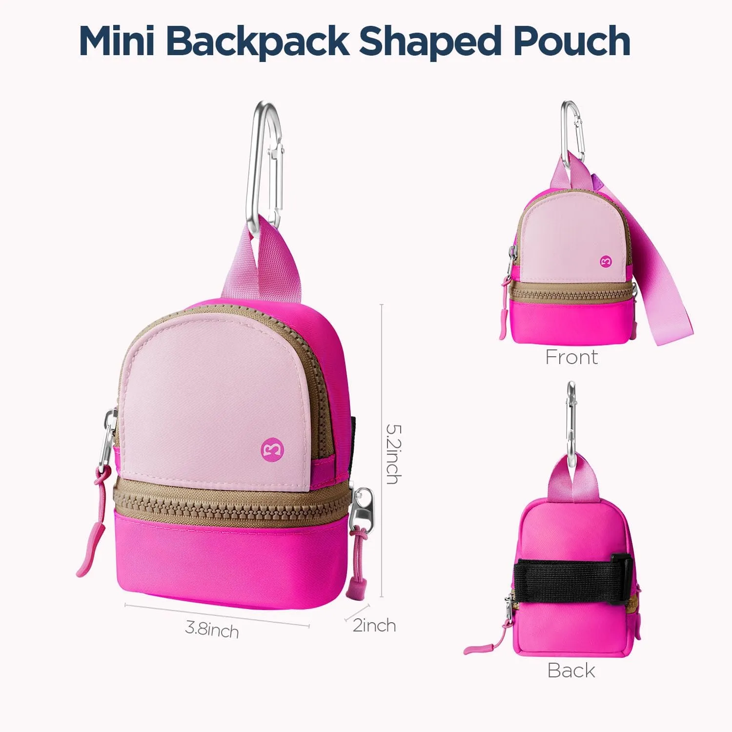 Babysun Mini Backpack Keychain Wristlet Pouch Small Change Coin Purse Cute Zipper Wallet With 3 RFID Card Slots For Women/Men Airpods Cosmetics