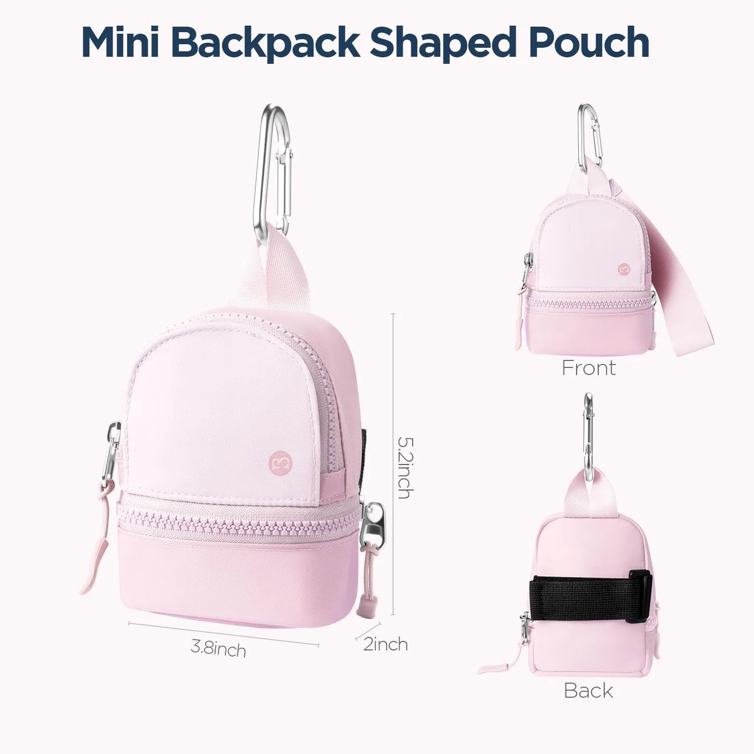 Babysun Mini Backpack Keychain Wristlet Pouch Small Change Coin Purse Cute Zipper Wallet With 3 RFID Card Slots For Women/Men Airpods Cosmetics