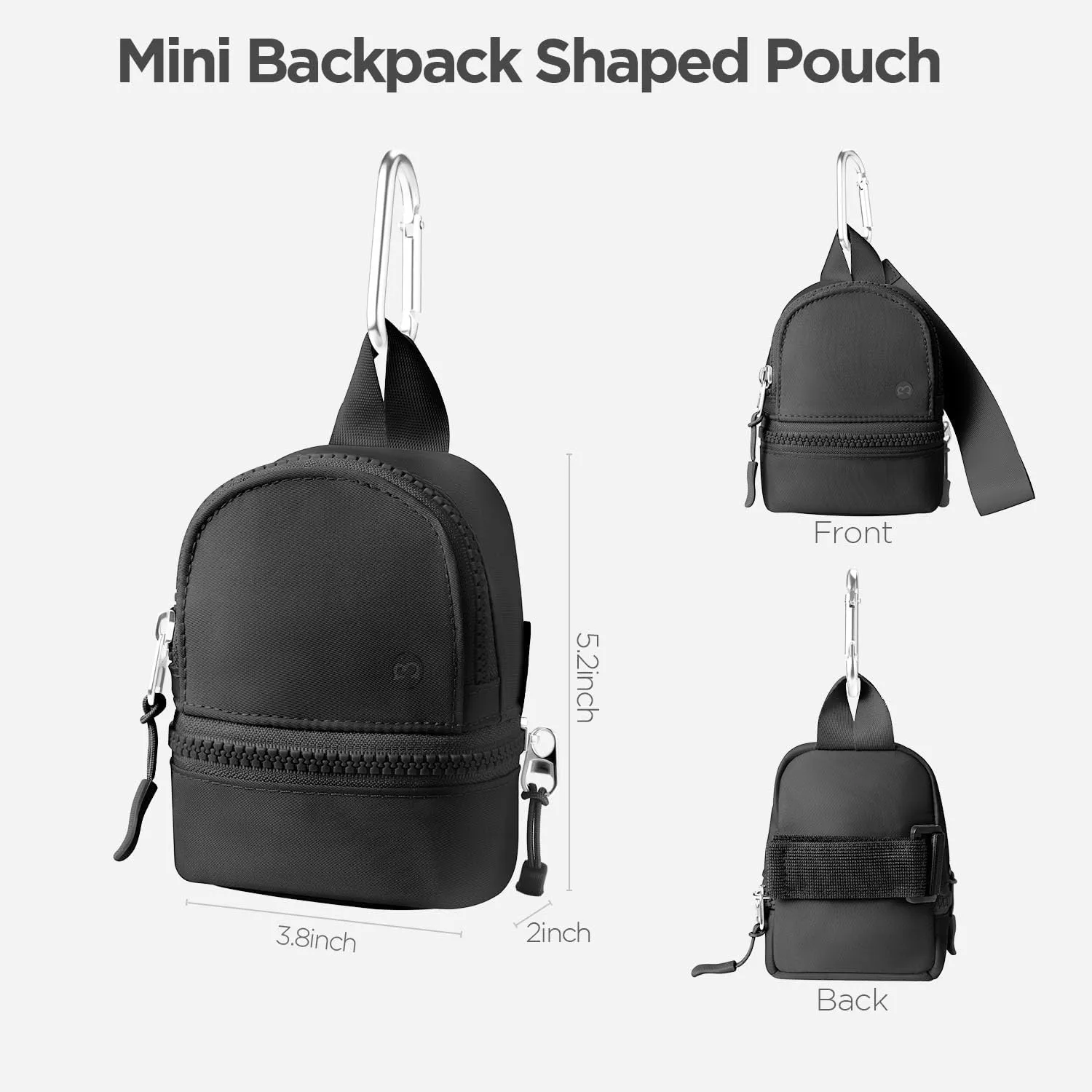 Babysun Mini Backpack Keychain Wristlet Pouch Small Change Coin Purse Cute Zipper Wallet With 3 RFID Card Slots For Women/Men Airpods Cosmetics