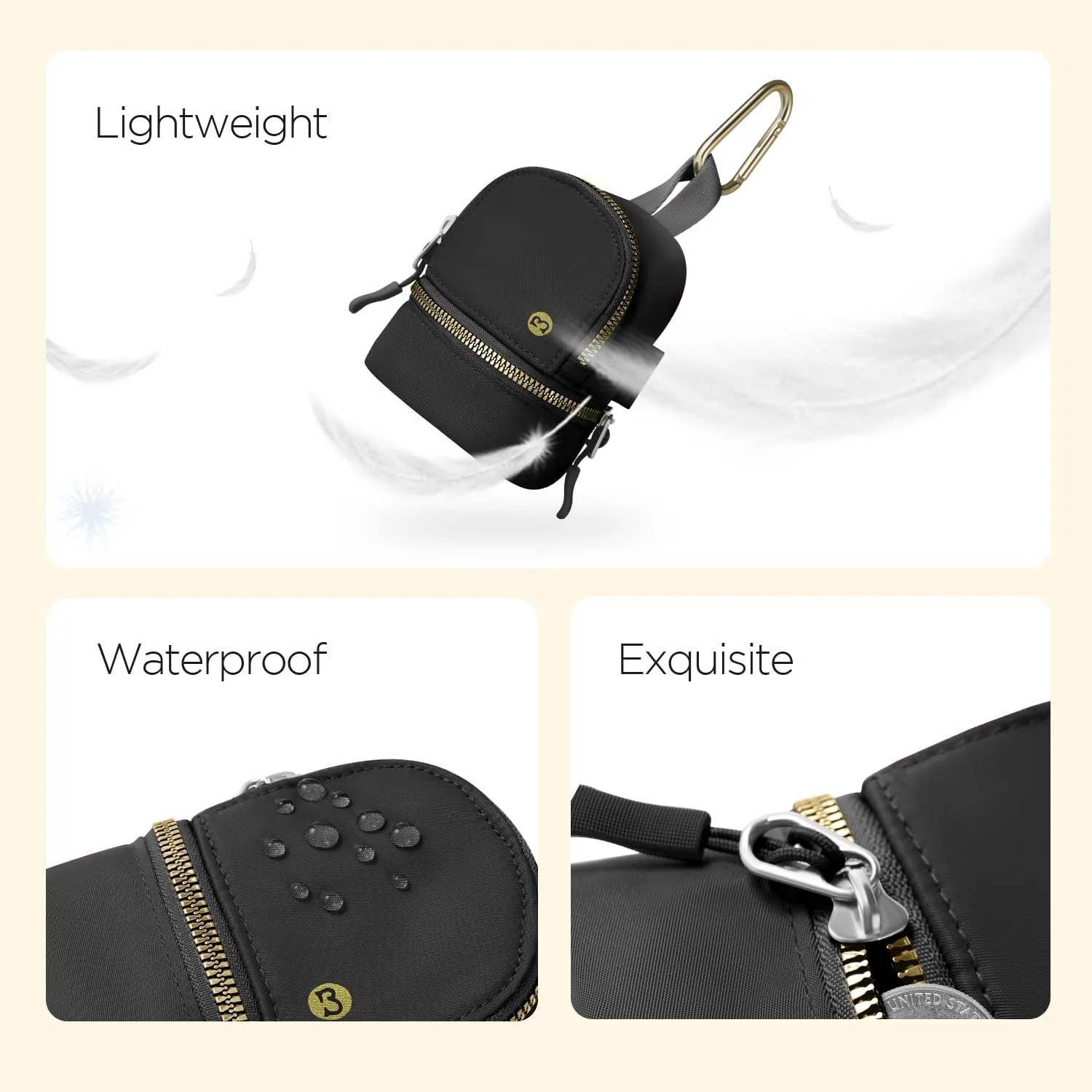 Babysun Mini Backpack Keychain Wristlet Pouch Small Change Coin Purse Cute Zipper Wallet With 3 RFID Card Slots For Women/Men Airpods Cosmetics