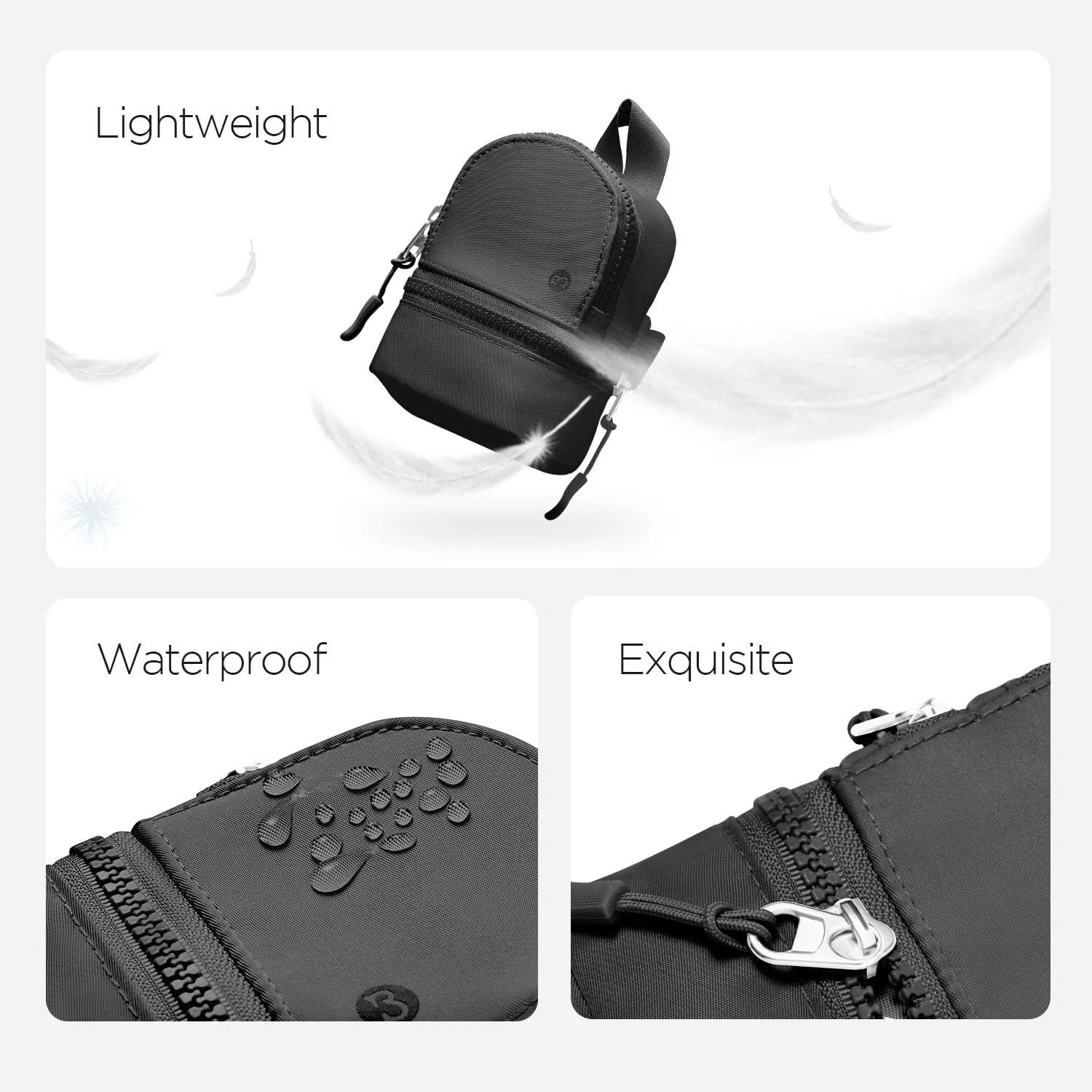 Babysun Mini Backpack Keychain Wristlet Pouch Small Change Coin Purse Cute Zipper Wallet With 3 RFID Card Slots For Women/Men Airpods Cosmetics
