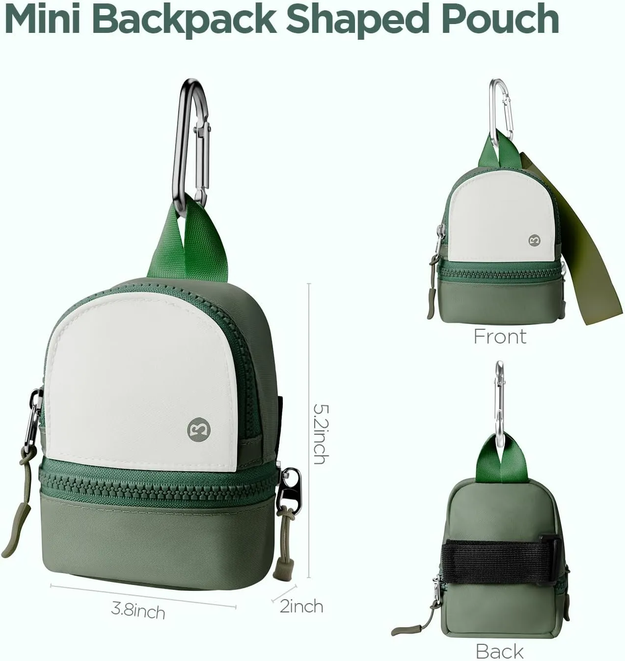 Babysun Mini Backpack Keychain Wristlet Pouch Small Change Coin Purse Cute Zipper Wallet With 3 RFID Card Slots For Women/Men Airpods Cosmetics
