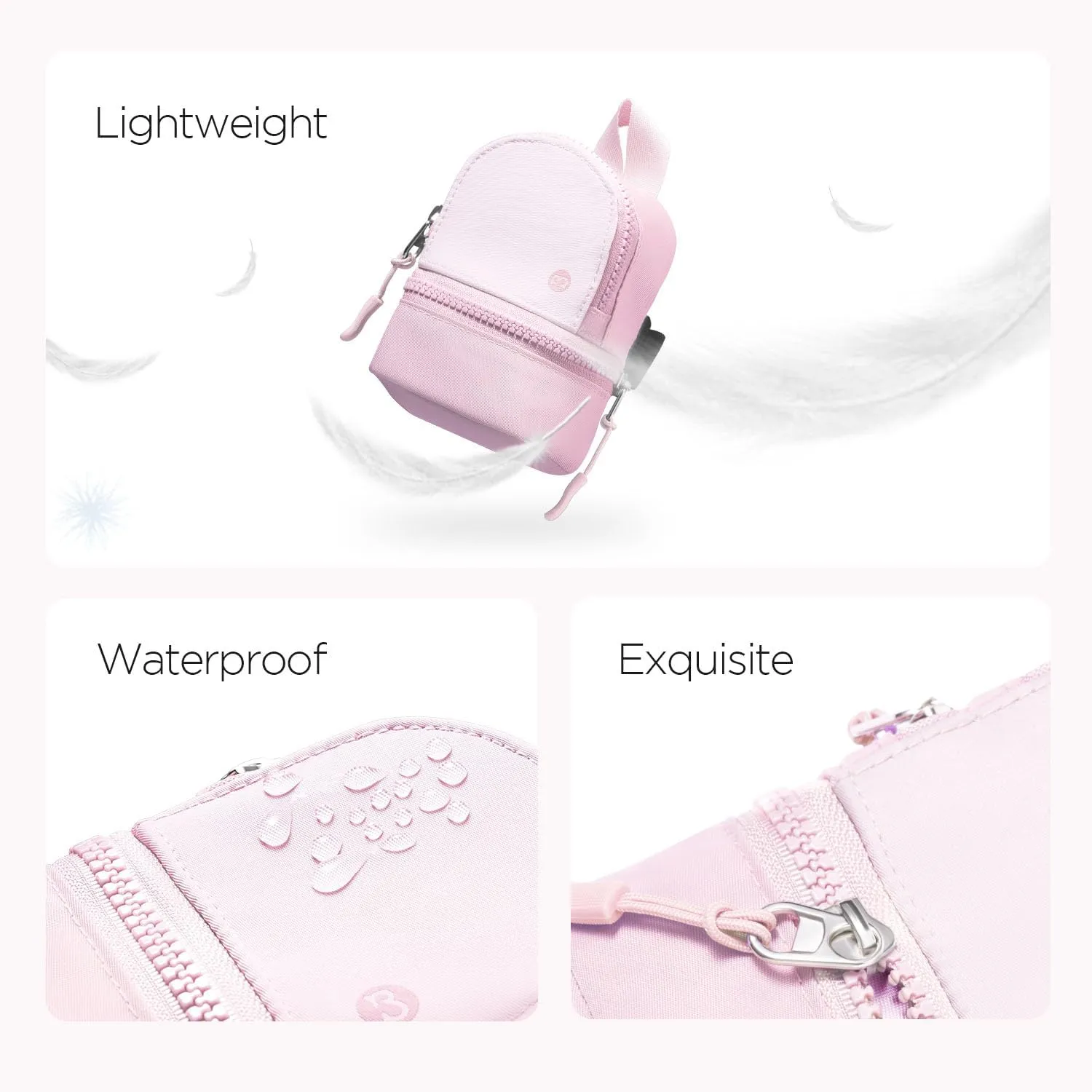 Babysun Mini Backpack Keychain Wristlet Pouch Small Change Coin Purse Cute Zipper Wallet With 3 RFID Card Slots For Women/Men Airpods Cosmetics
