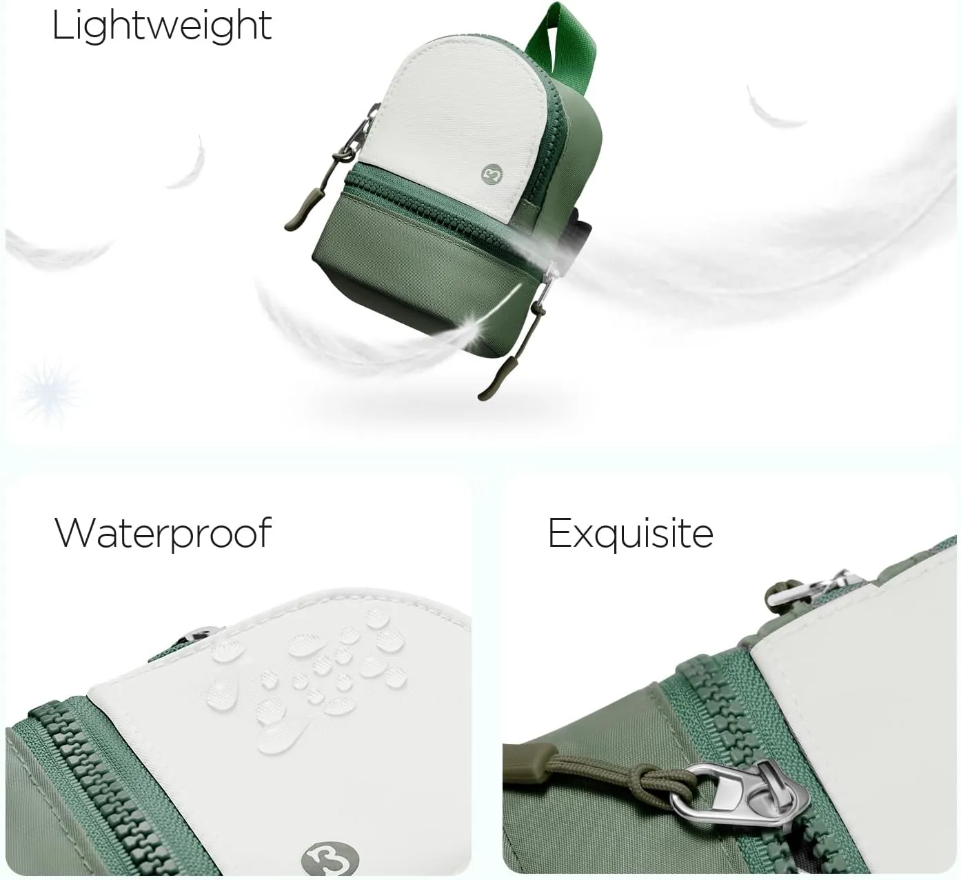 Babysun Mini Backpack Keychain Wristlet Pouch Small Change Coin Purse Cute Zipper Wallet With 3 RFID Card Slots For Women/Men Airpods Cosmetics