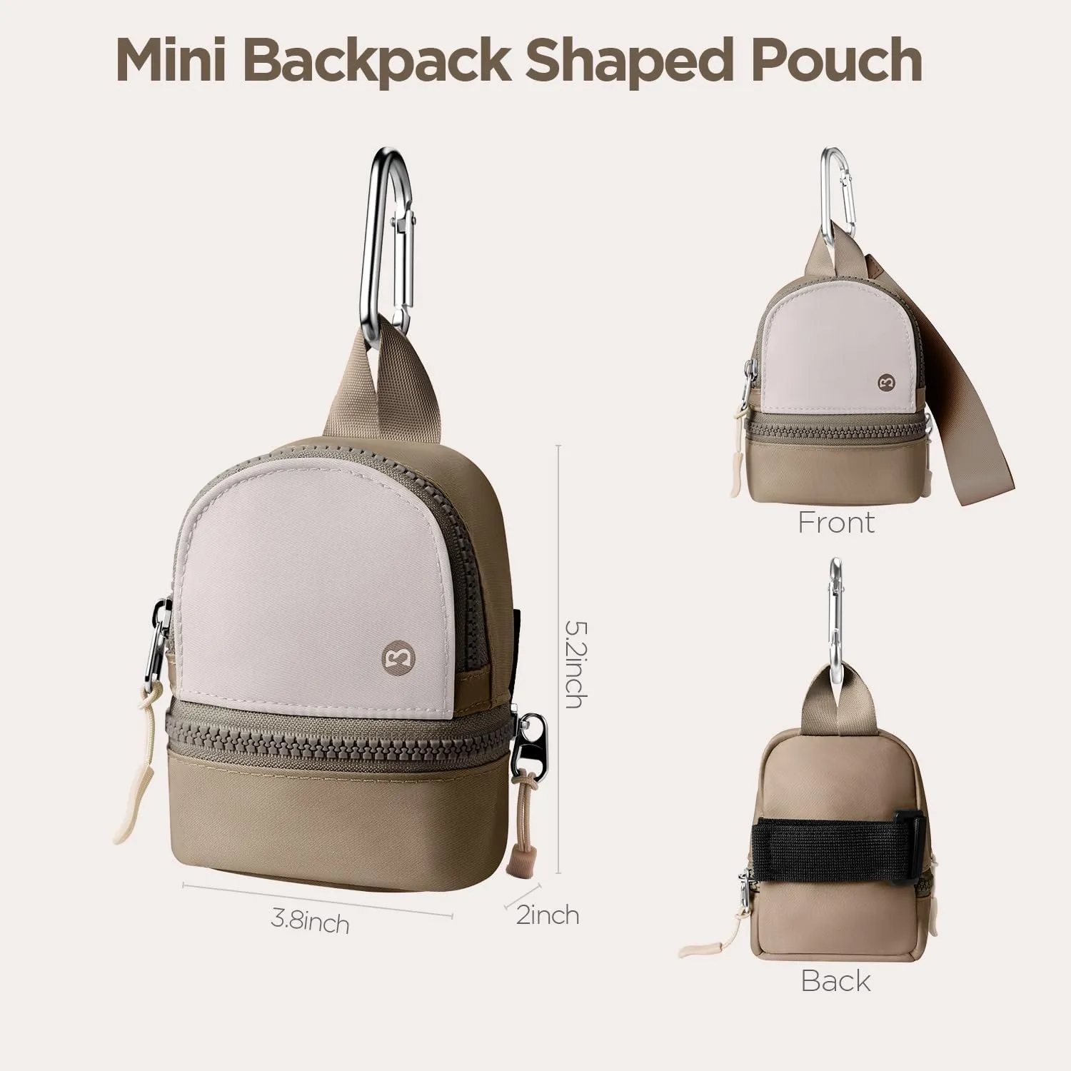 Babysun Mini Backpack Keychain Wristlet Pouch Small Change Coin Purse Cute Zipper Wallet With 3 RFID Card Slots For Women/Men Airpods Cosmetics