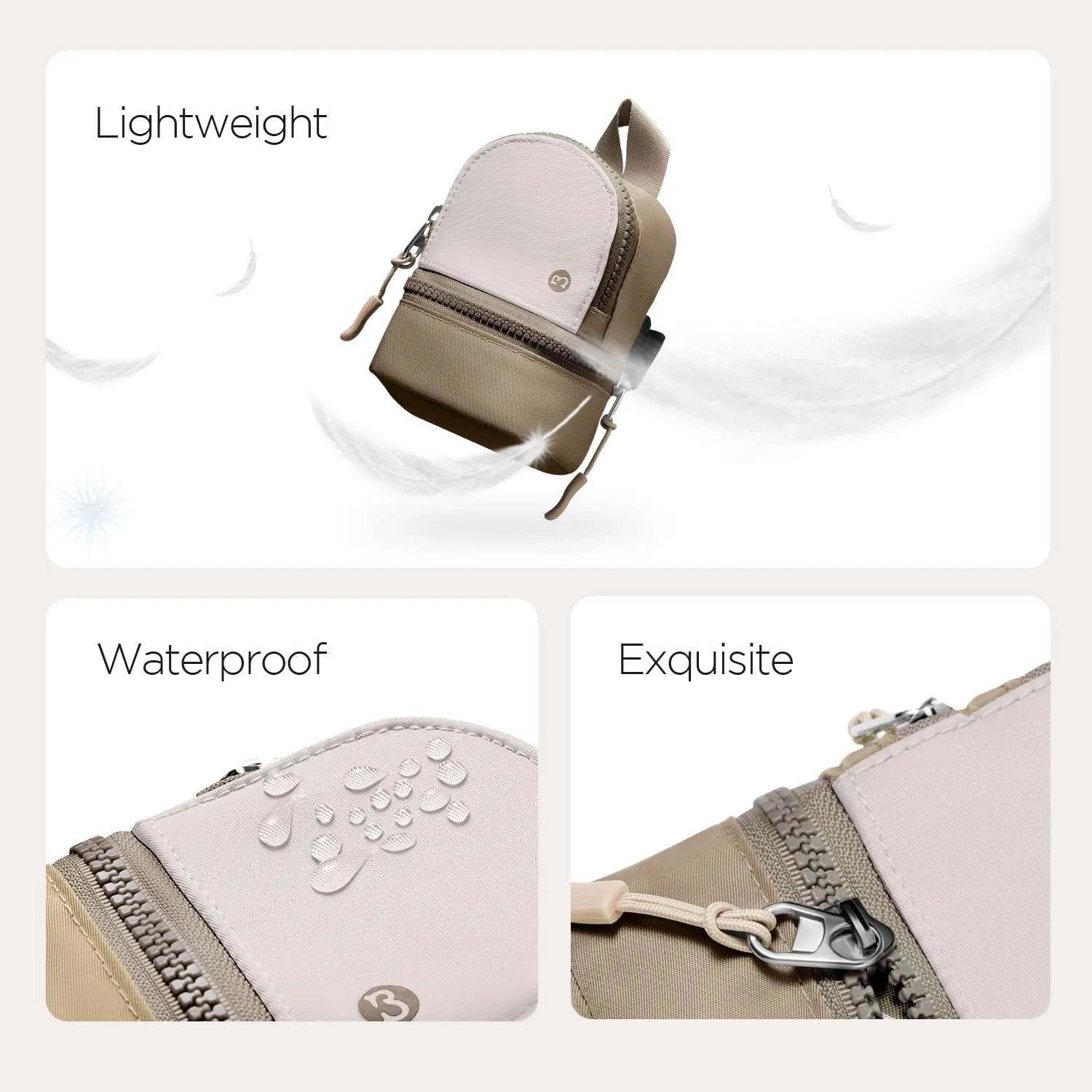 Babysun Mini Backpack Keychain Wristlet Pouch Small Change Coin Purse Cute Zipper Wallet With 3 RFID Card Slots For Women/Men Airpods Cosmetics