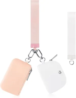 Babysun Mini Zip Around Dual Pouch Wristlet With 2 Straps Wristlet Keychain Wallet for Women Coin Purse Small Cute for Teen Girl