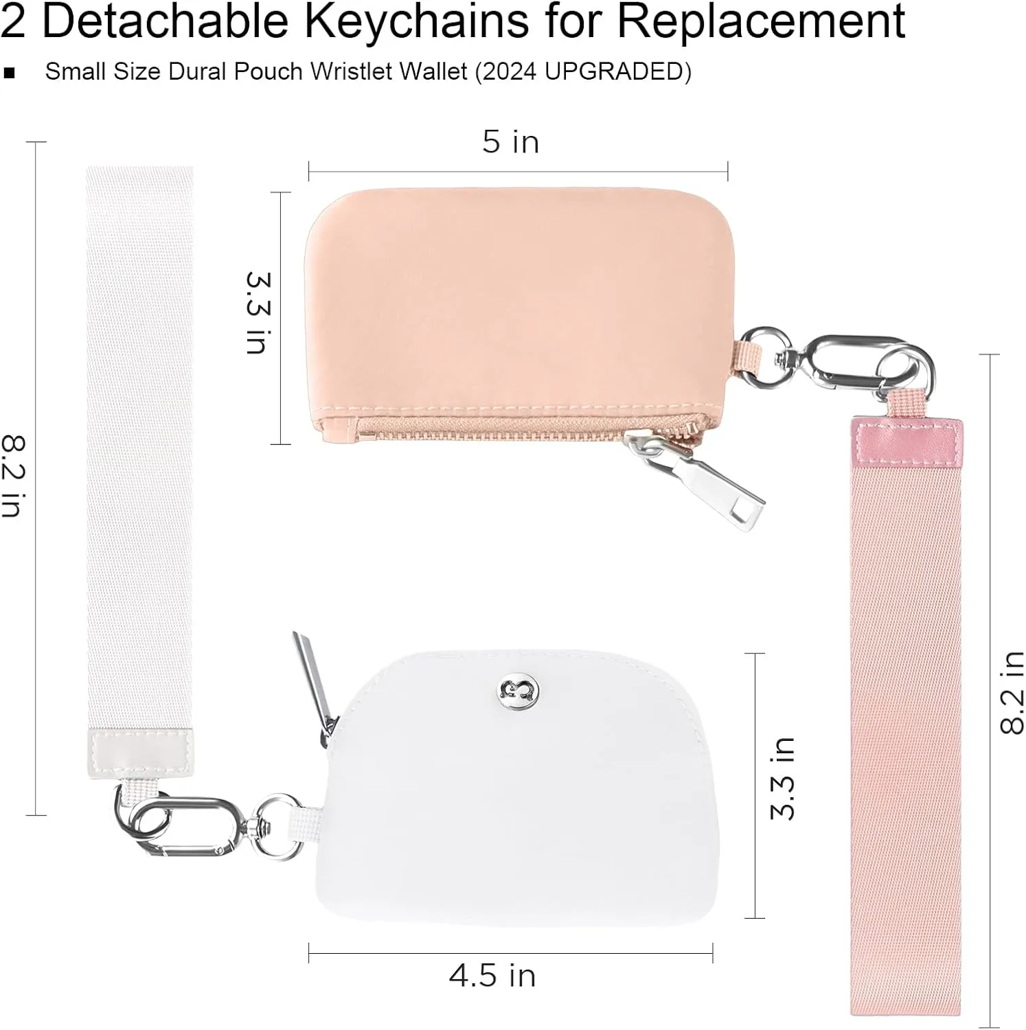 Babysun Mini Zip Around Dual Pouch Wristlet With 2 Straps Wristlet Keychain Wallet for Women Coin Purse Small Cute for Teen Girl