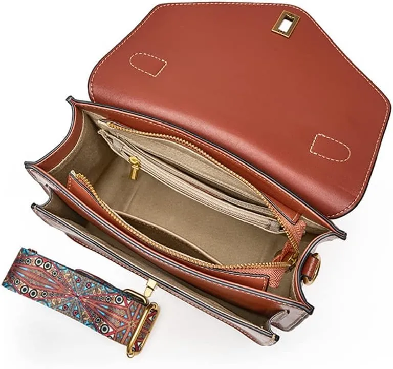 Bag Wrapping Plant Tanned Leather Temperament Female Bag Hand Bill of Lading Shoulder Cross-Body Postman(E)