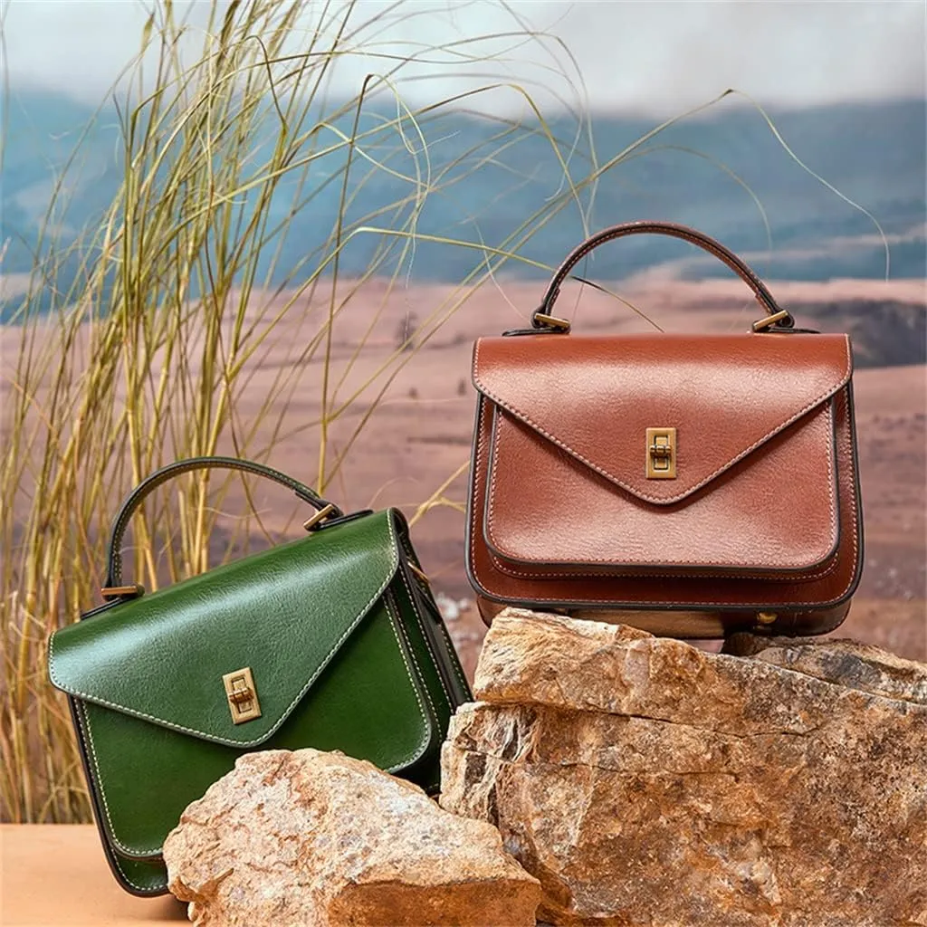 Bag Wrapping Plant Tanned Leather Temperament Female Bag Hand Bill of Lading Shoulder Cross-Body Postman(E)