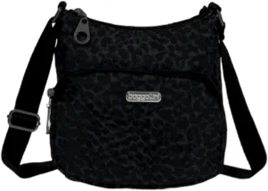 Baggallini Joey Bagg Crossbody Bag, Black Cheetah