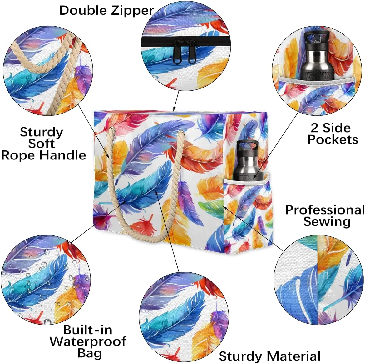 Bags for Women, Large Waterproof Beach Tote Bag for Gym Grocery Travel