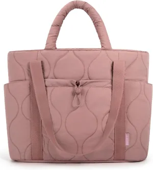 BAGSMART Puffer Tote Bag for Women, Quilted Travel Top Handle, Large Lightweight Shoulder Handbags with Zipper