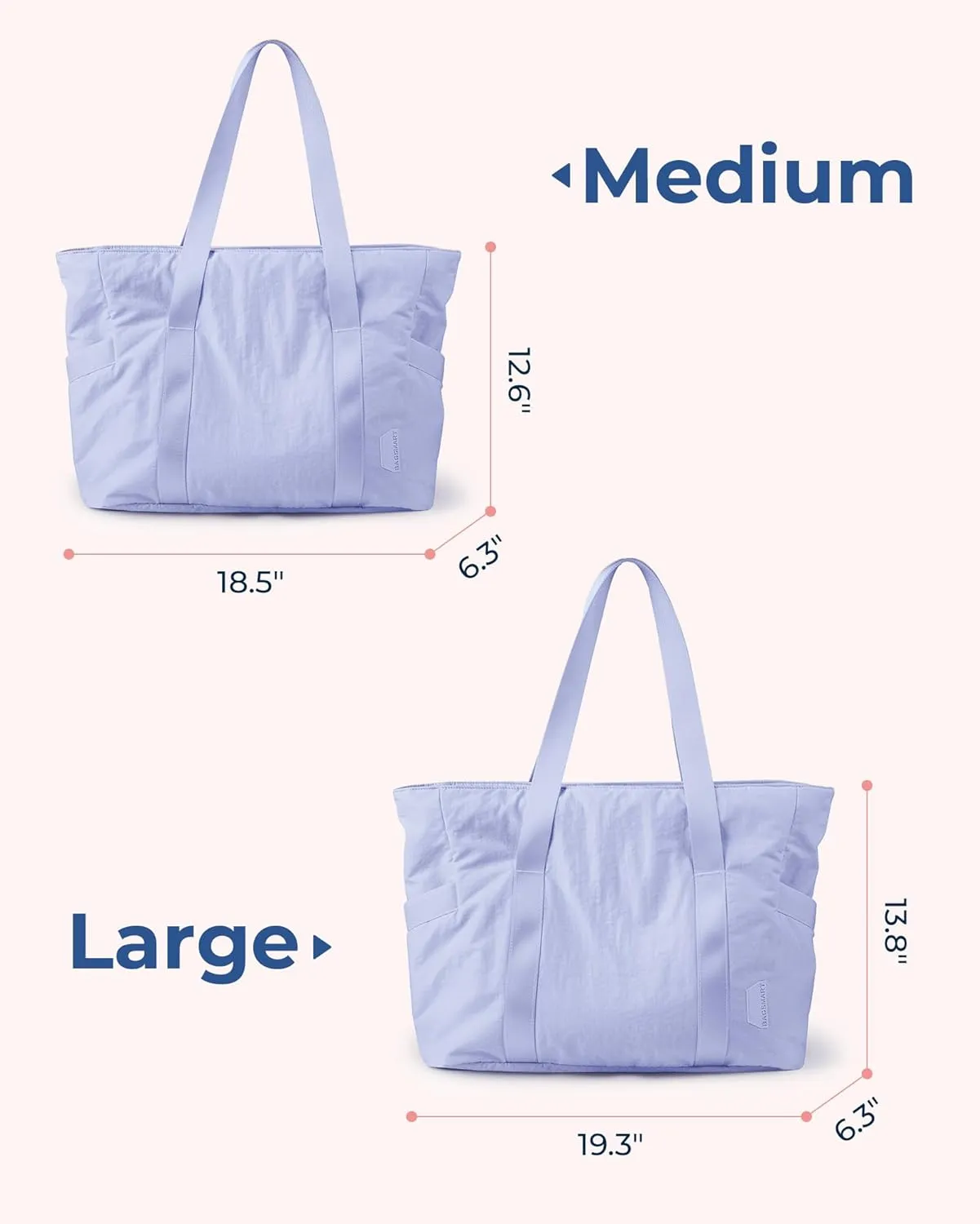 BAGSMART Tote Bag for Women with Zipper, Gym Tote with Compartments, Work Tote Nurse Dance Yoga Bag for Sport, Travel
