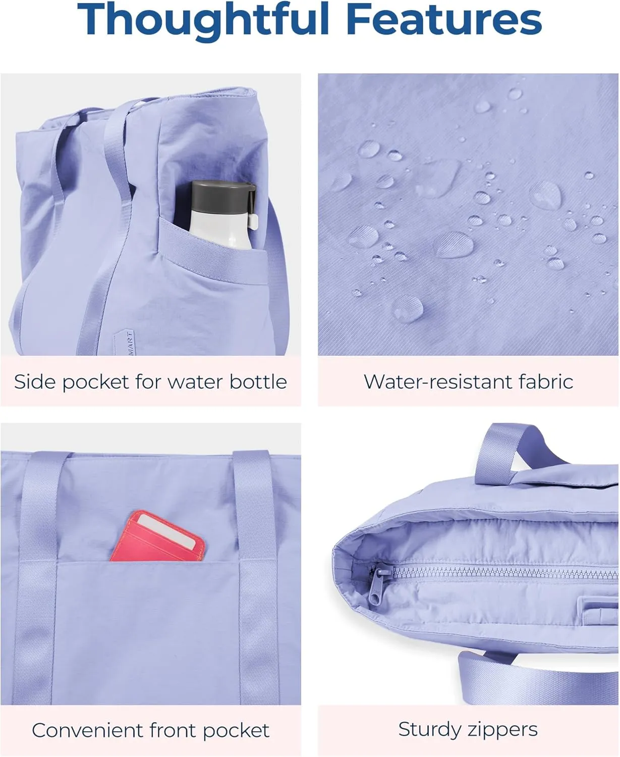 BAGSMART Tote Bag for Women with Zipper, Gym Tote with Compartments, Work Tote Nurse Dance Yoga Bag for Sport, Travel