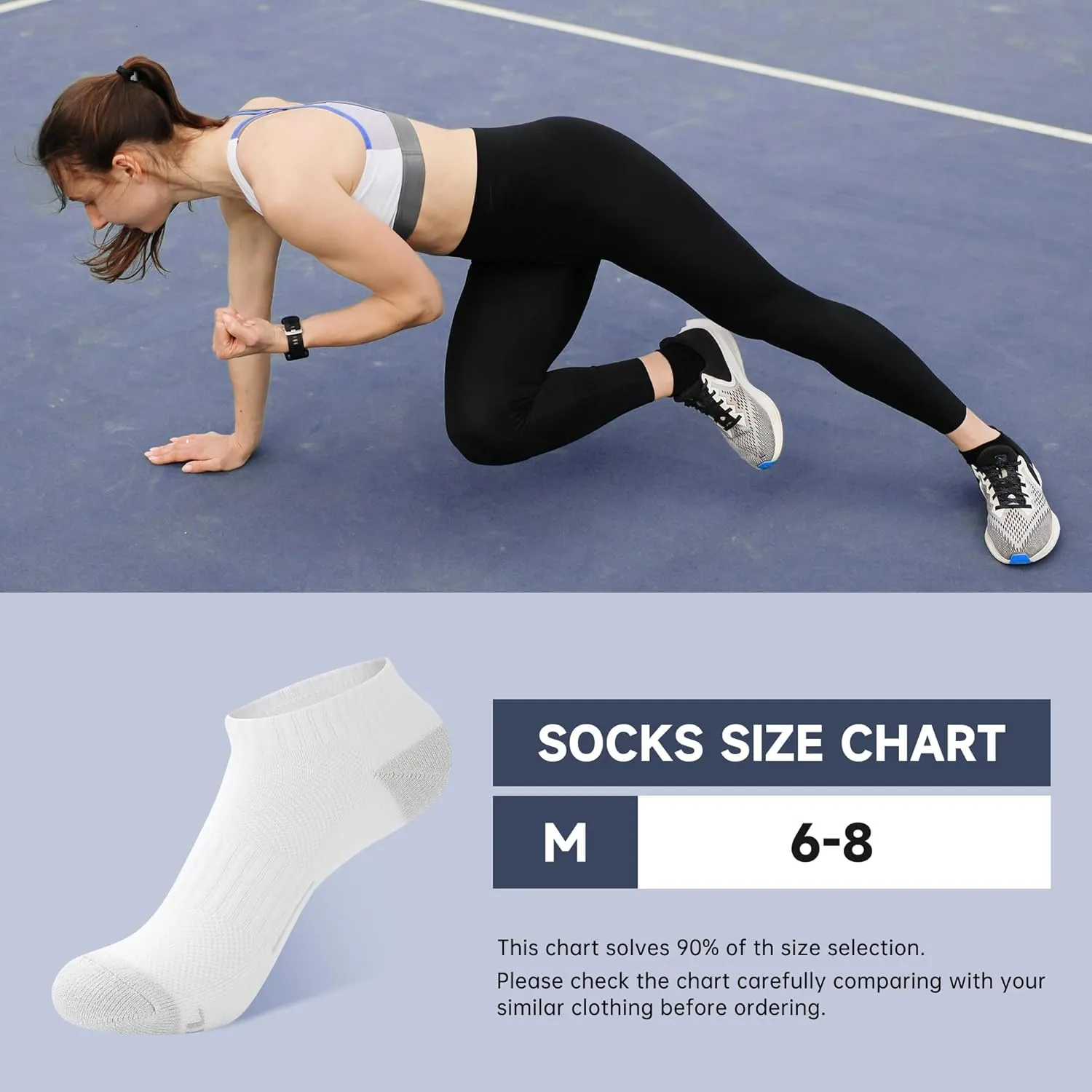 BAMBOO COOL Women's Ankle Socks Athletic Cushioned Moisture Wicking For Ladies, Running Socks Arch Support Breathable, 6 Pack