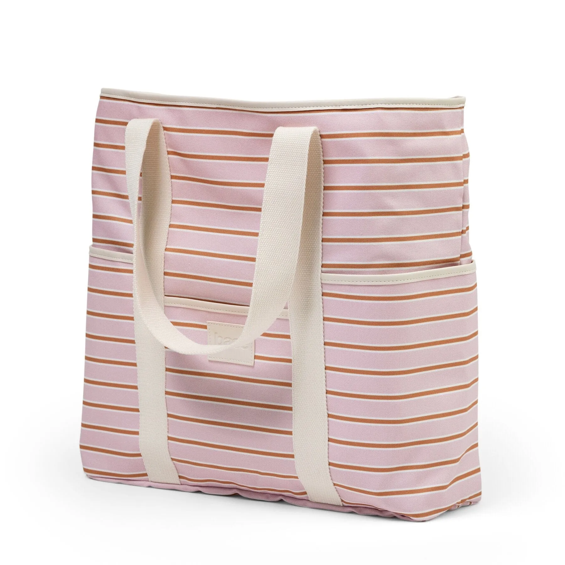 Base Beach Bag - soft pink/rust stripe