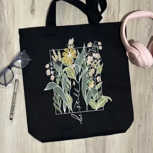 Be Still - Lily of the Valley - Sturdy Canvas Tote Bags with Bottom 15"W x 16"H x 3"D