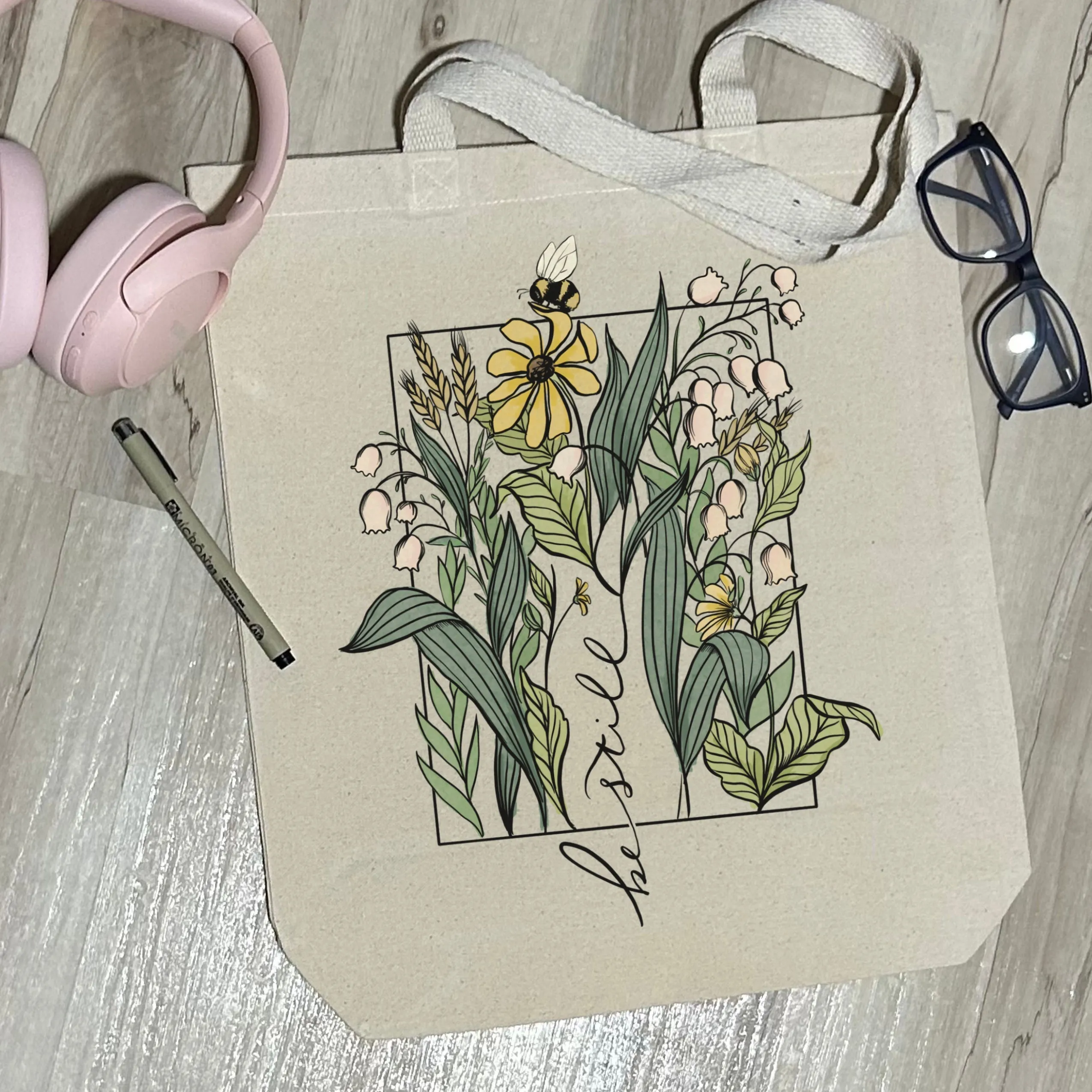Be Still - Lily of the Valley - Sturdy Canvas Tote Bags with Bottom 15"W x 16"H x 3"D