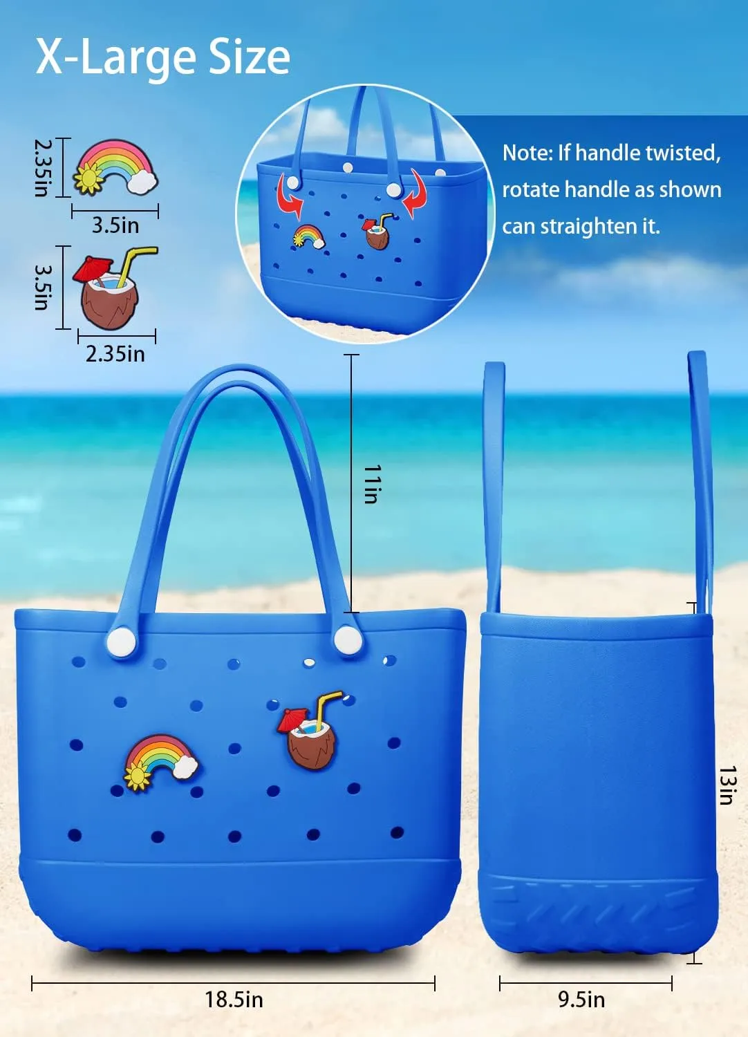 Beach Bag Rubber Tote Bag Waterproof Travel Bags for Women Washable Tote Bag Handbag for Sports Beach Market Pool