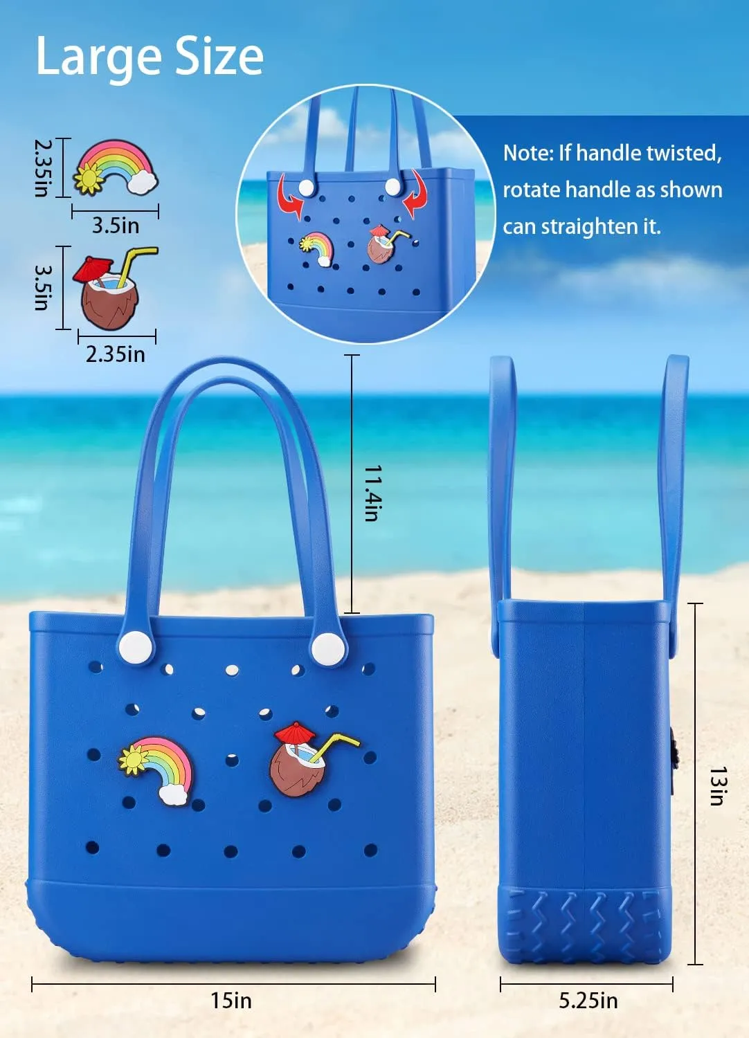 Beach Bag Rubber Tote Bag Waterproof Travel Bags for Women Washable Tote Bag Handbag for Sports Beach Market Pool